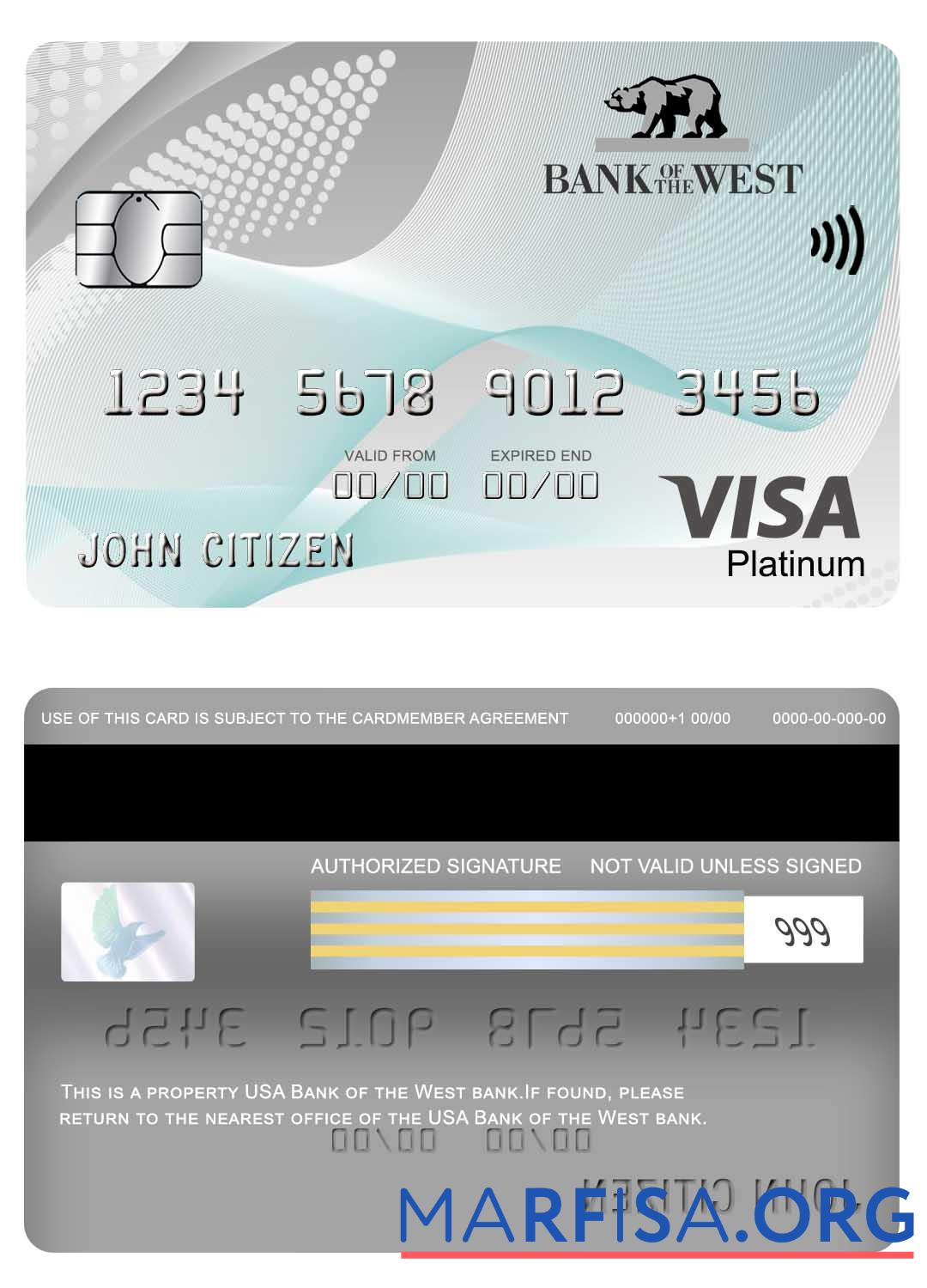 Realistic USA Bank of the West bank visa platinum card real example